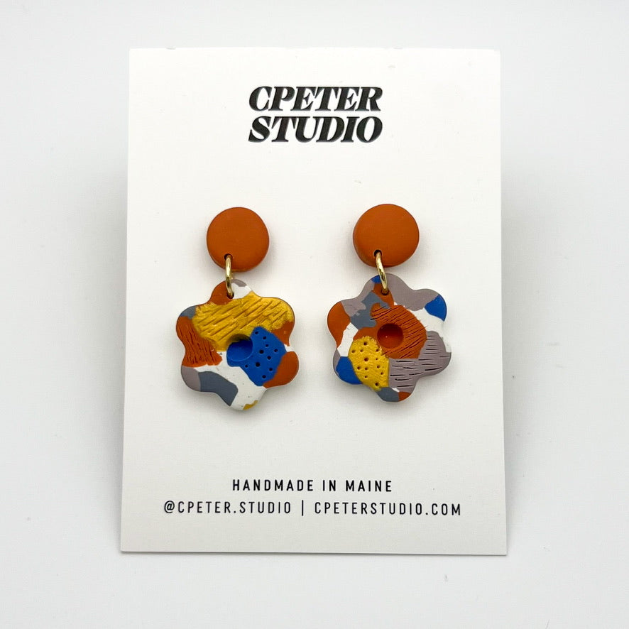 Flower Drop Earrings – Autumn Mosaic