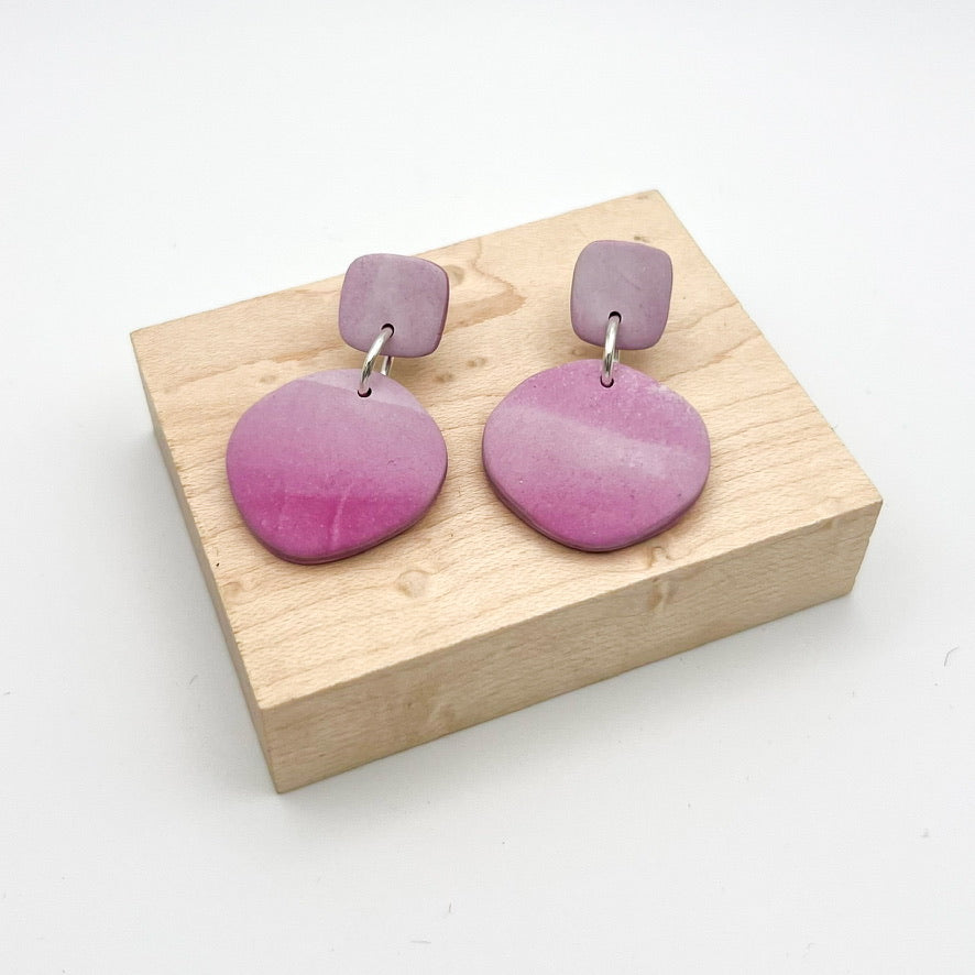 Round Drop Earrings – Pink Ombre