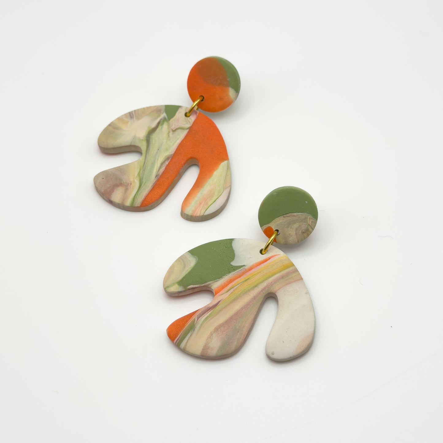 Abstract Figure Drop Earring – Earthy Marble Mix