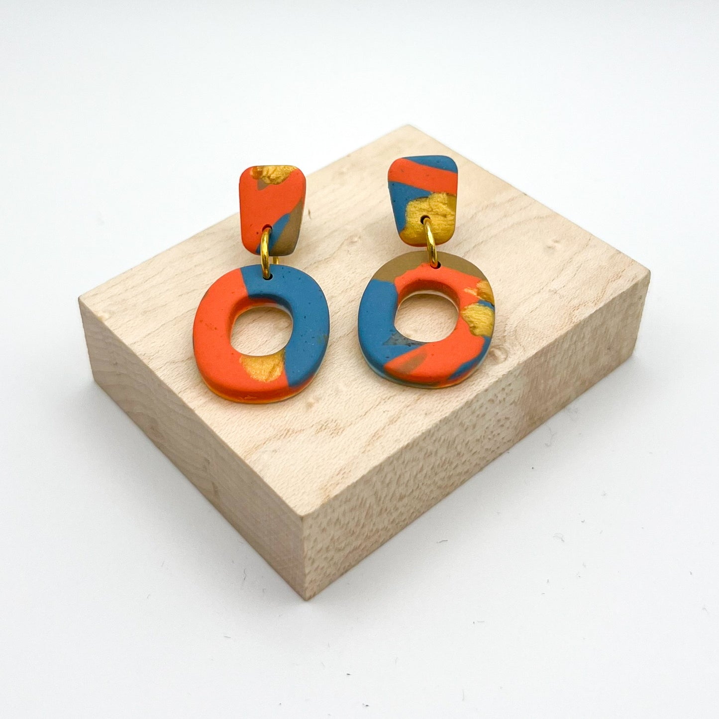 Oval Drop Earrings – Sunset Swirl