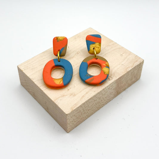 Oval Drop Earrings – Sunset Swirl