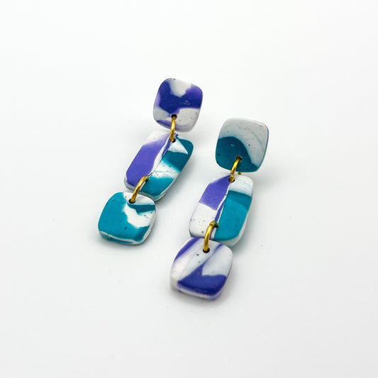 Triple Square Drop Earrings – Ocean Breeze