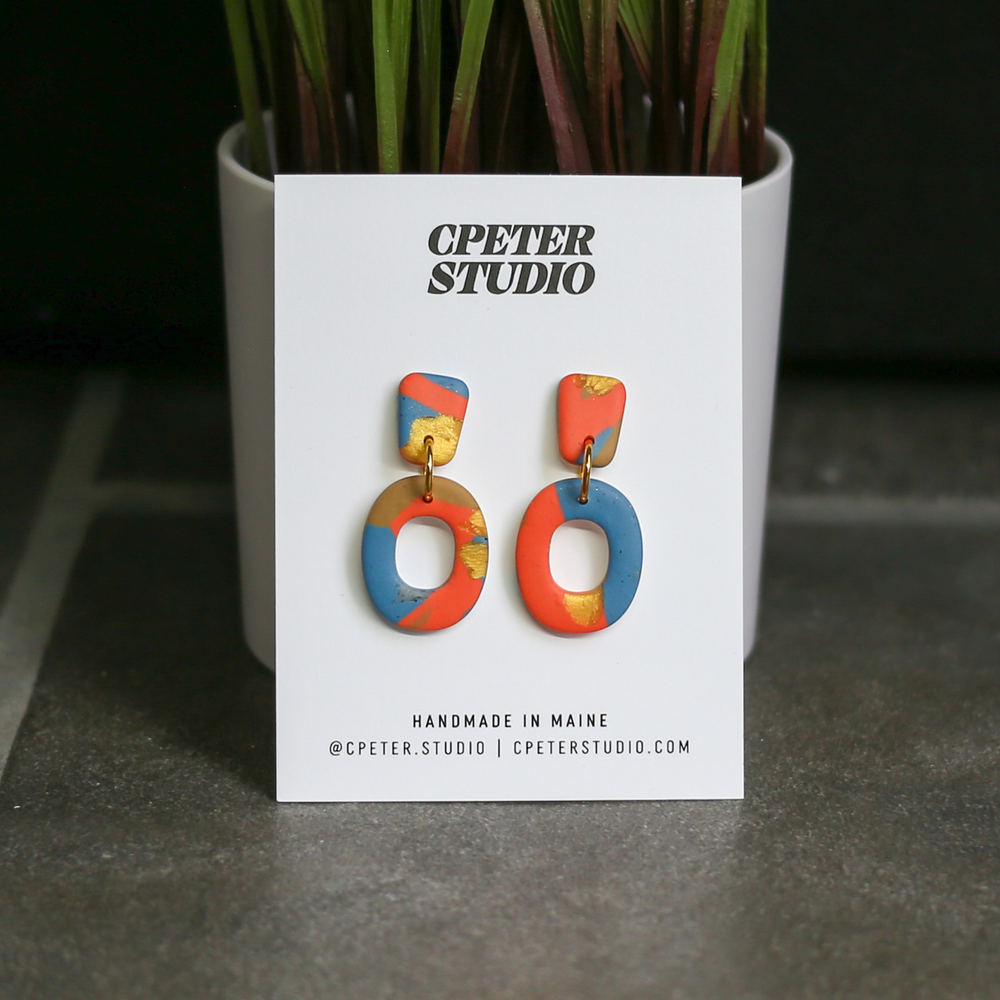 Oval Drop Earrings – Sunset Swirl