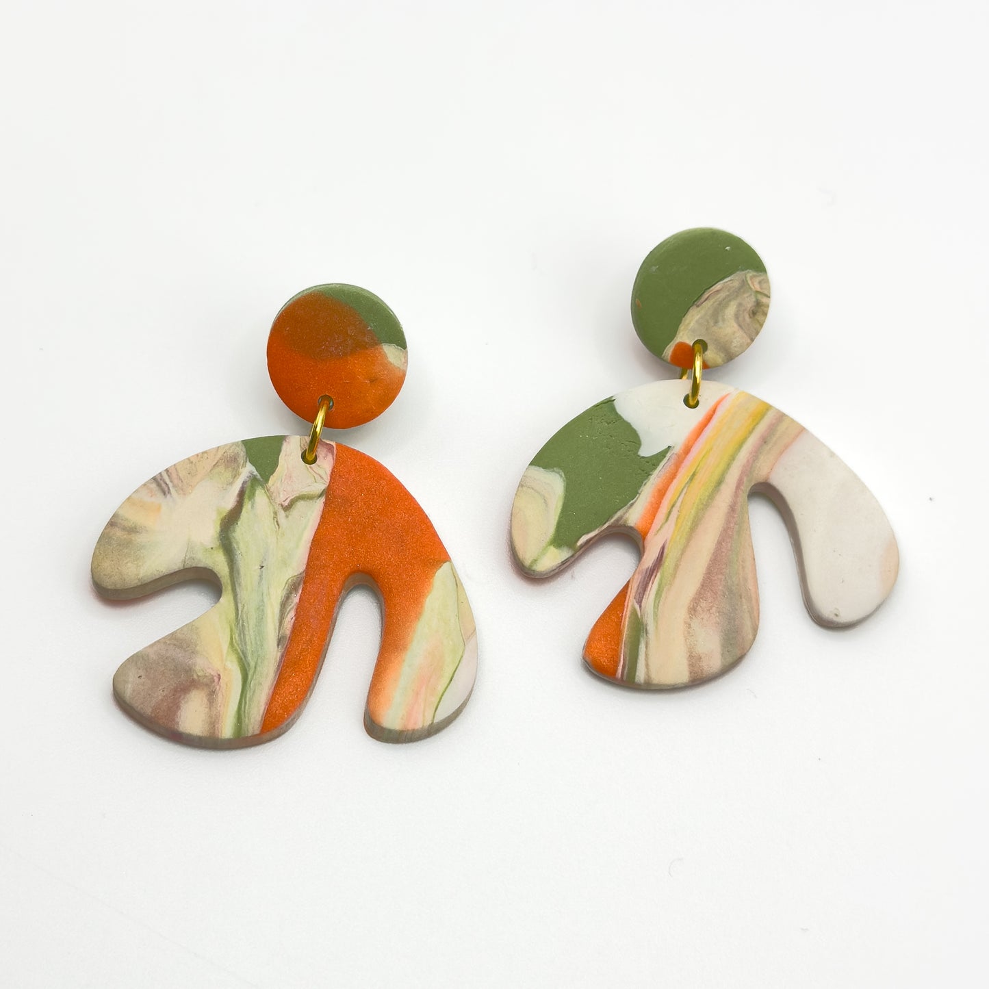 Abstract Figure Drop Earring – Earthy Marble Mix