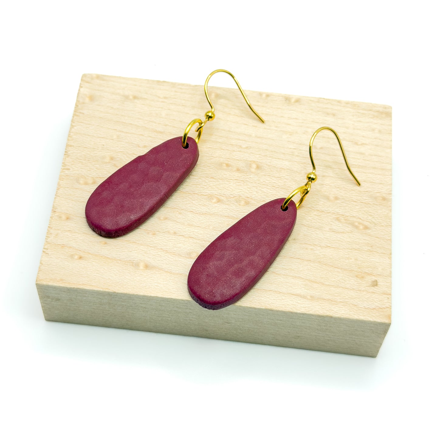 Dangle Earring – Rich Burgundy Pebble Texture