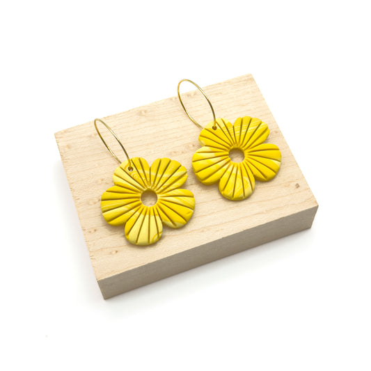 Flower Hoop Earring – Sunshine Yellow Marble